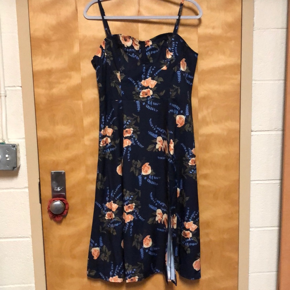Navy blue floral dress